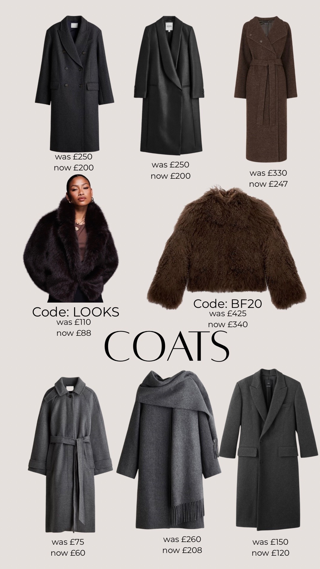 Grey wool coat, brown wool coat, funnel neck coat, Mongolian fur coat, faux fur brown coat, scarf coat, tailored coat, smart coat  

#LTKSaleAlert #LTKWorkwear #LTKCyberWeek