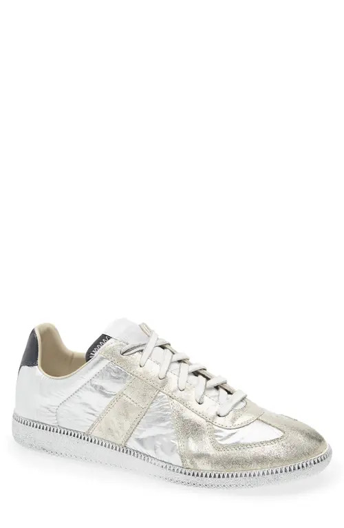 Maison Margiela Replica Low Top Sneaker in Silver/white/natural Metallic at Nordstrom, Size 12Us | Nordstrom