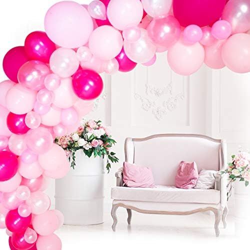 Balloon Garland Kit, Rose Pink and White Balloons, Balloon Arch Kit for Wedding Baby Shower Birth... | Amazon (US)