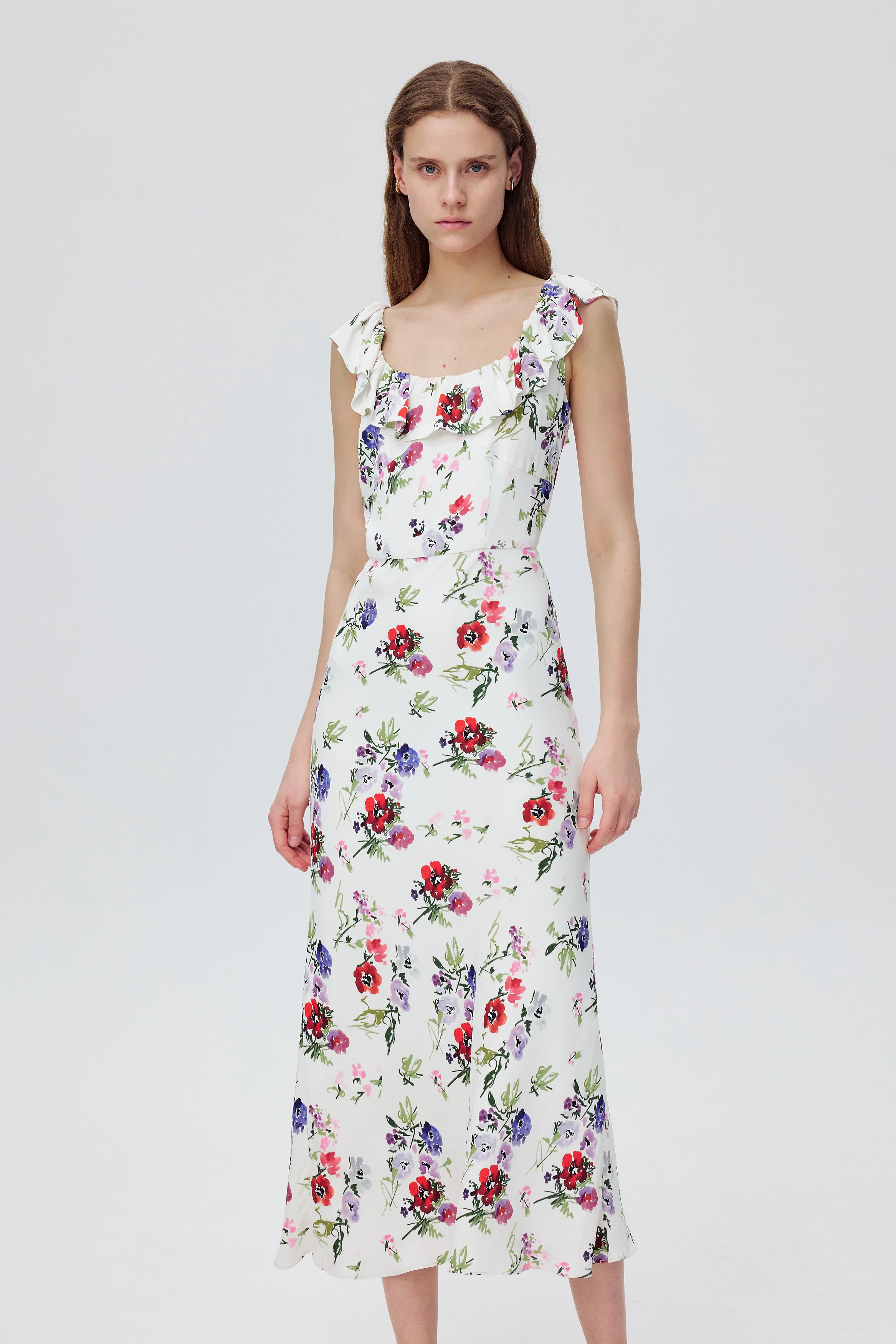 Cici Flora Printed Ruffle Dress in Viscose | Fabrique