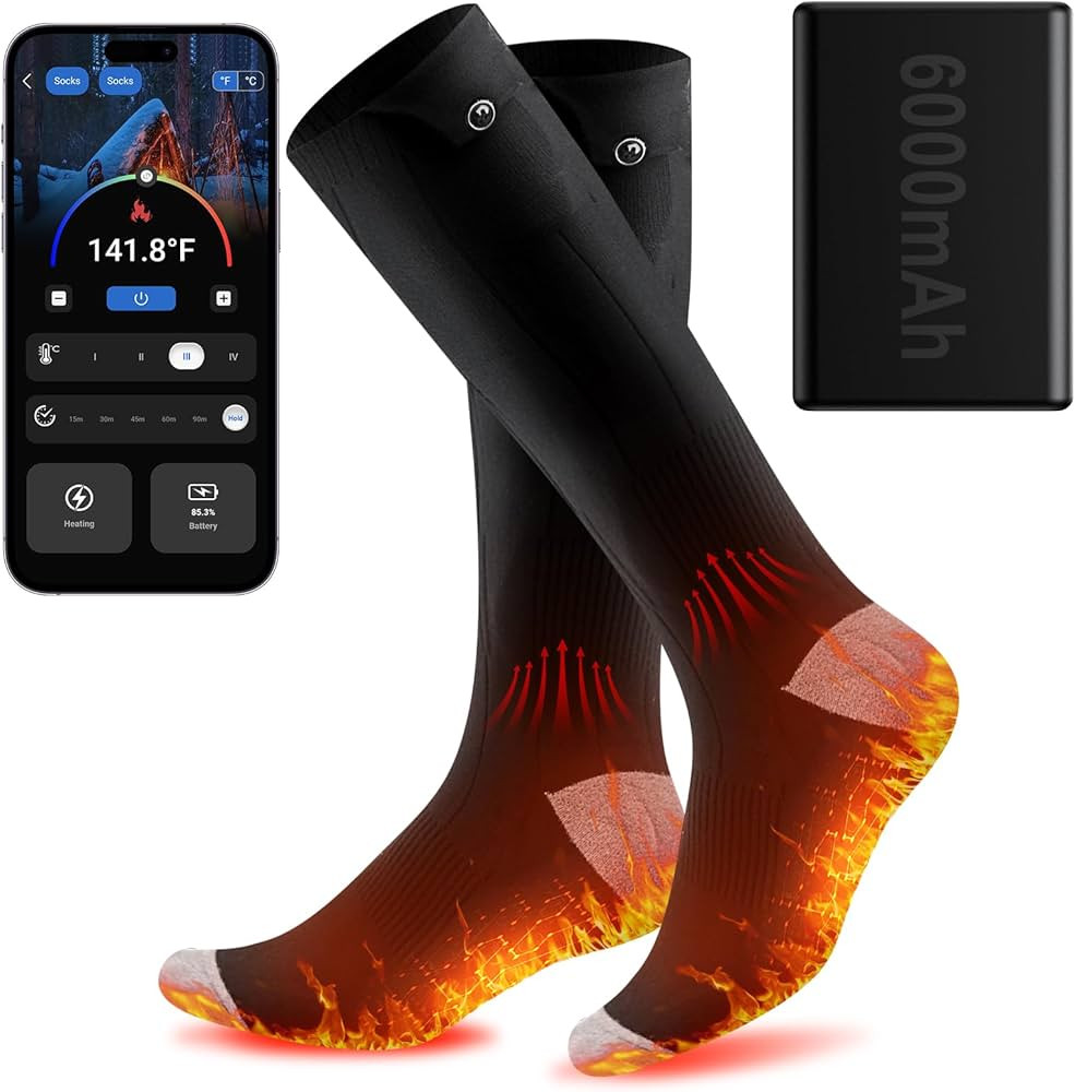 Heated Socks for Men Women Rechargeable,APP Control Mobile Warming Heated Socks Foot Leg Warmers,... | Amazon (US)