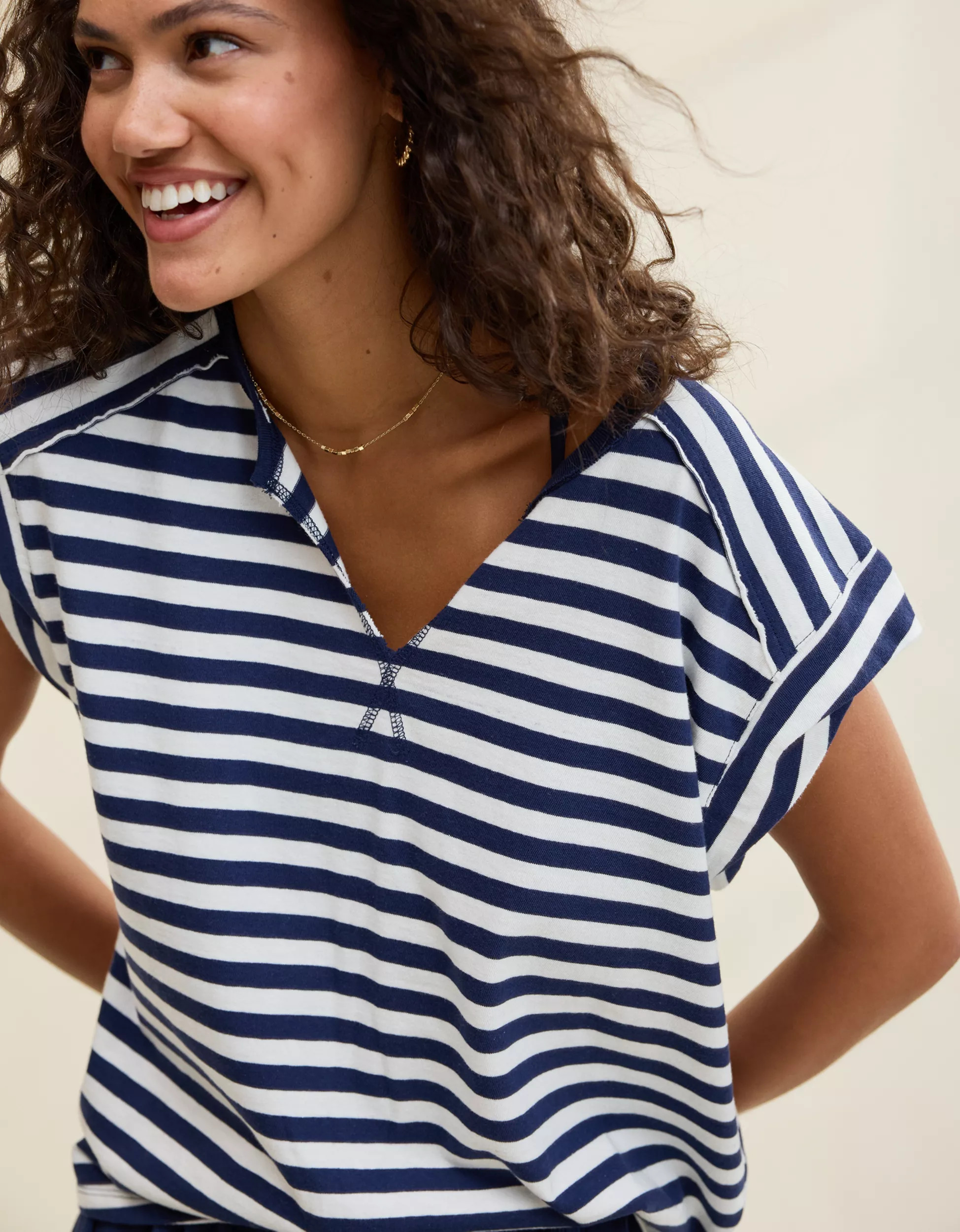 Aerie Summer Breeze Notch Neck T-Shirt | Aerie