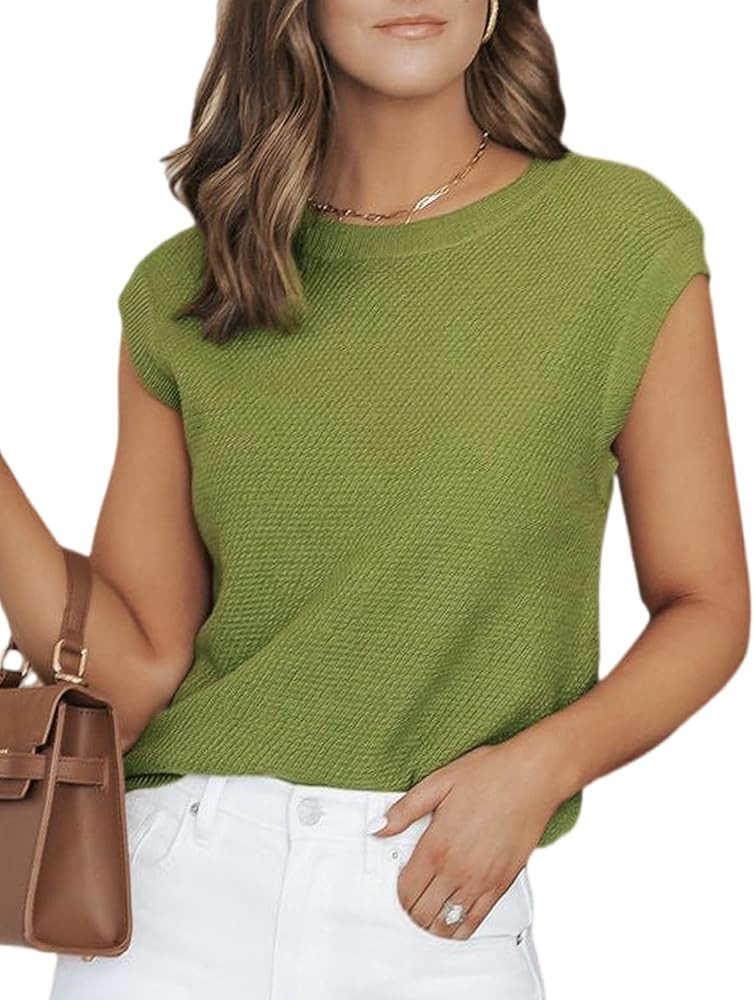 CiCiBird Women Summer Cap Sleeve Sweaters Knit Crew Neck Pullover Tank Tops 2025 Casual Trendy Sw... | Amazon (US)