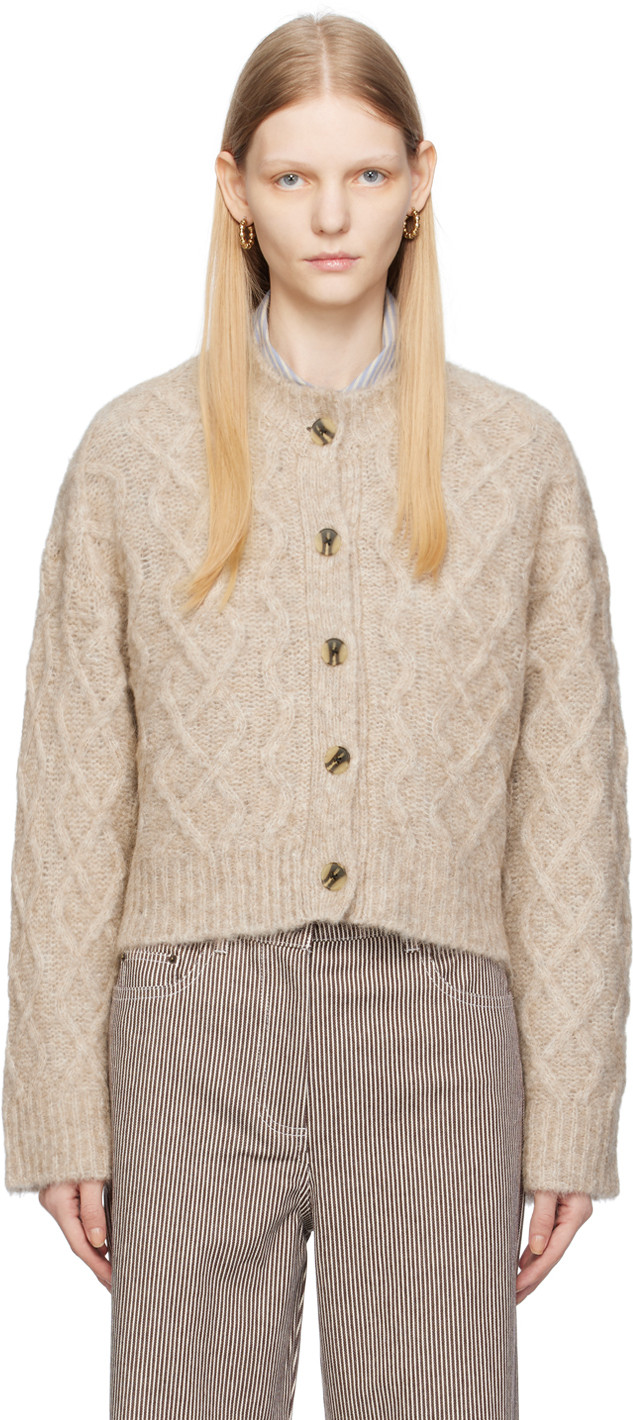REMAIN Birger Christensen Beige Brushed Cardigan | SSENSE