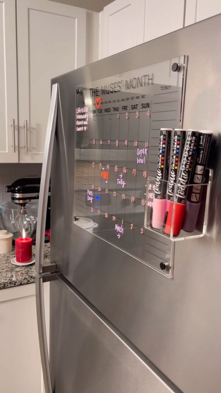 Fresh calendar for February💌 
#FridgeCalendar #AKerlickCalendar #ChalkMarkers #KitchenOrganization

#LTKhome