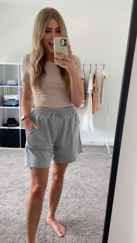 the cutest comfiest sweat shorts! I’m obsessed!! true to size!

my top is part of a set and so comfy! linked my phone case too!

#LTKunder100 #LTKSeasonal #LTKunder50