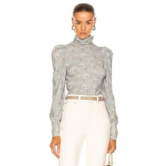 LoveShackFancy Vienna Floral Puff Sleeve Turtleneck Top | Poshmark