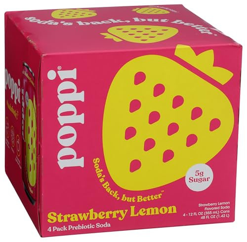 Poppi Strawberry Lemon Prebiotic Soda 4 pack | Amazon (US)