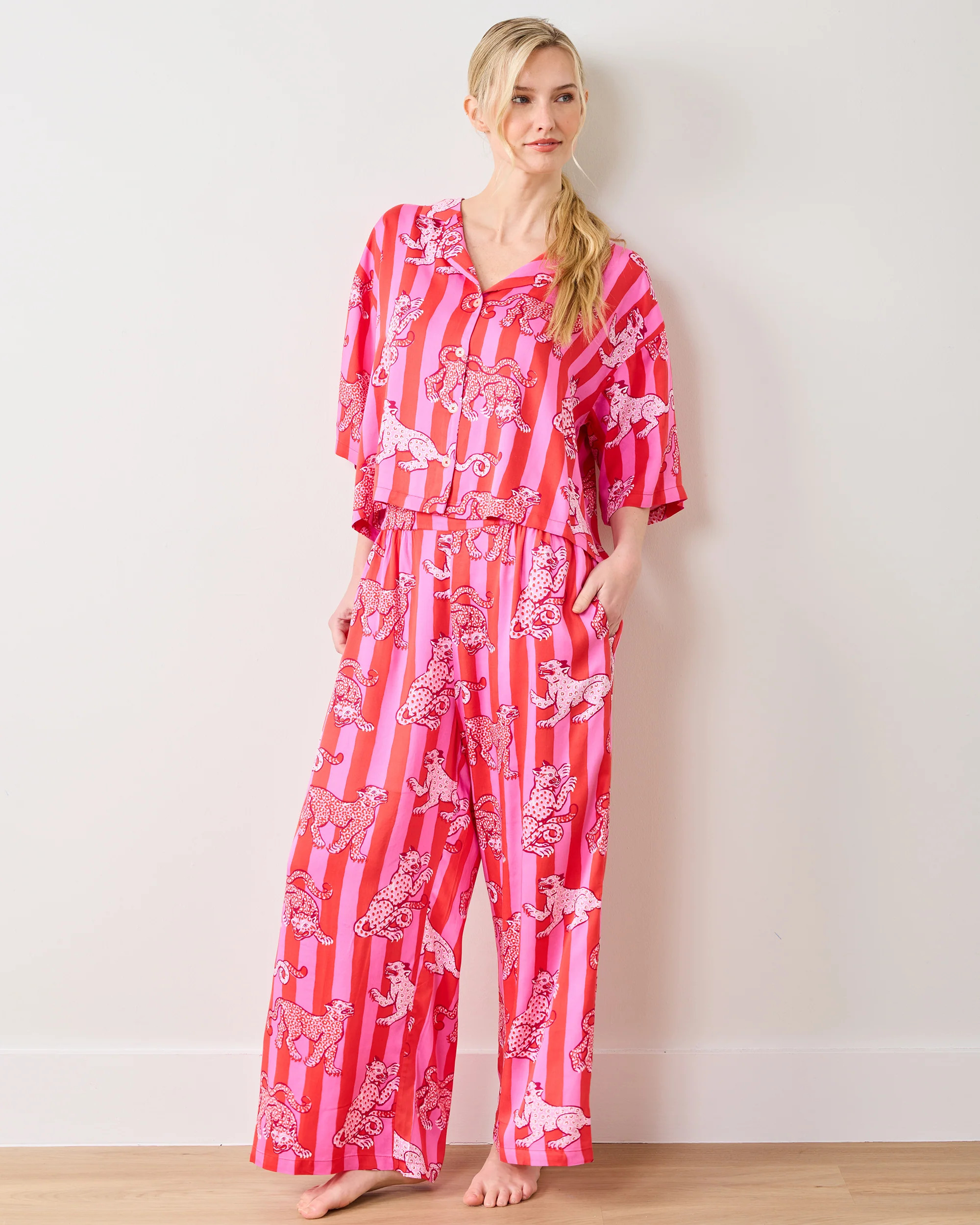 Leopard Stripes - Eco Satin Wildest Dreams Set - Pink Cabana | Printfresh