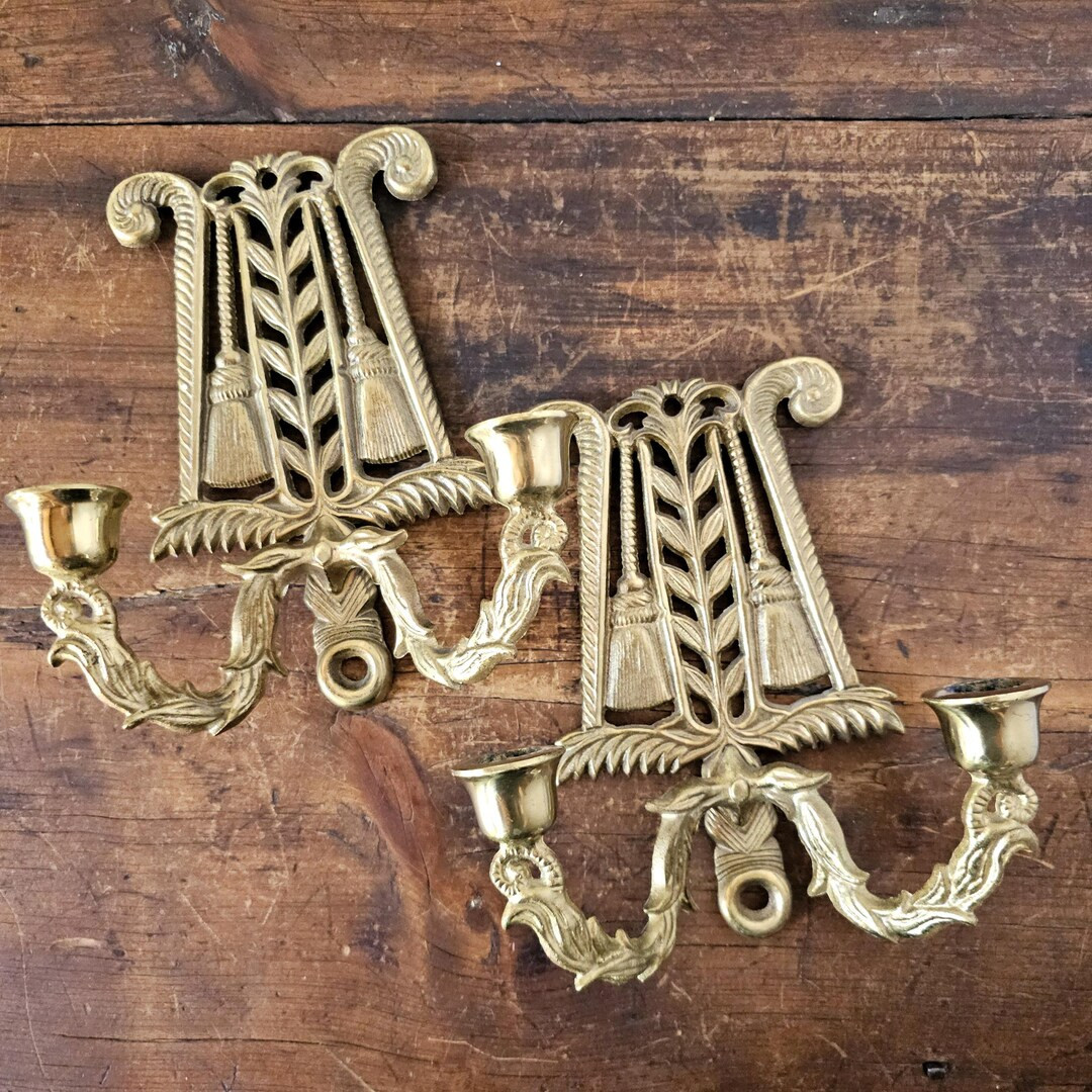Vintage Wall Sconces, Brass Candle Sconces, Wilton Wall Sconces. - Etsy | Etsy (US)
