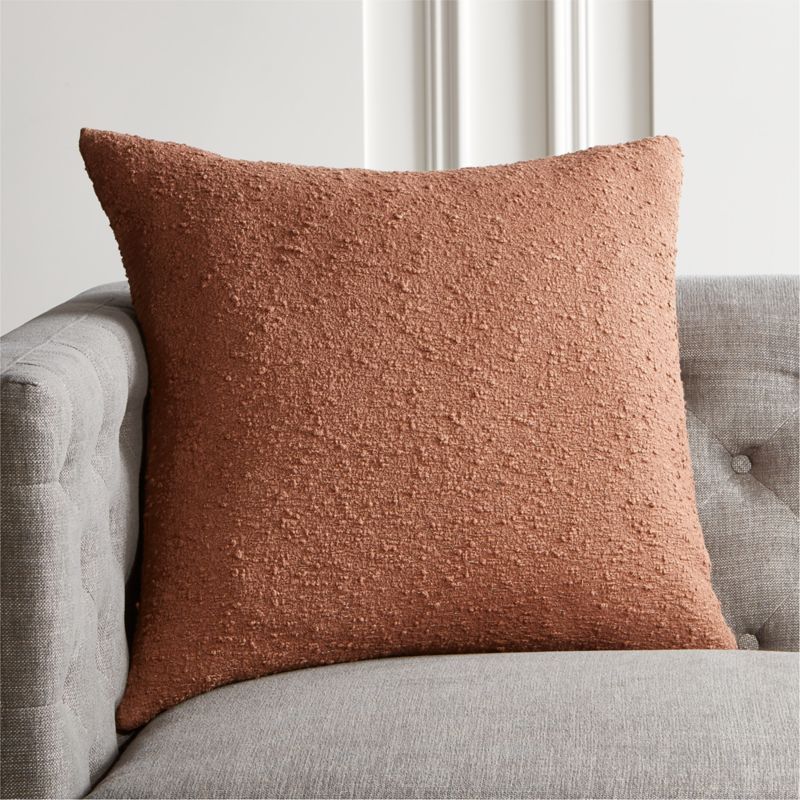 23" Boucle Mocha Modern Throw Pillow with Down-Alternative Insert + Reviews | CB2 | CB2