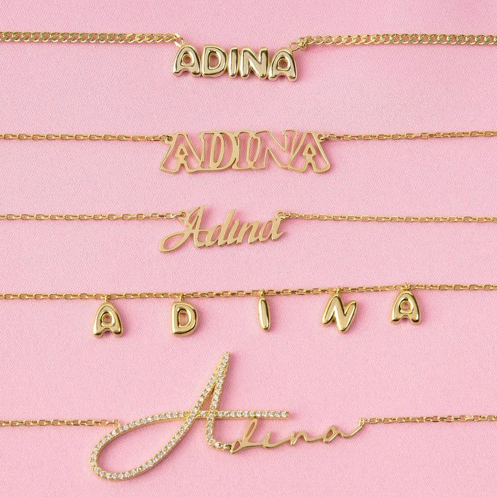 Solid Script Nameplate Necklace | Adina Eden
