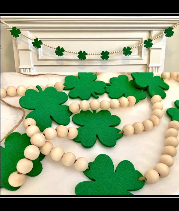 St. Patrick's Day Wood Bead Garland for Fireplace Mantel / | Etsy | Etsy (US)