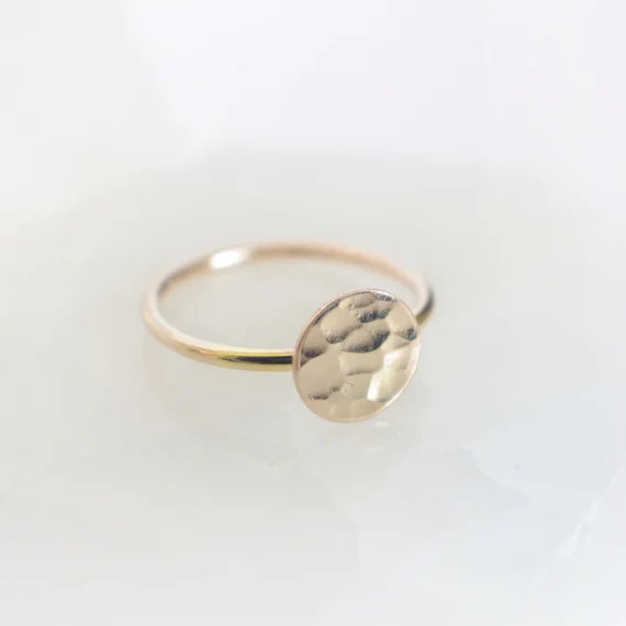 Hammered Circle Disc Ring  14K Gold Filled | Etsy | Etsy (US)