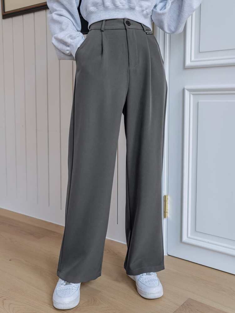 DAZY High Waist Plicated Detail Pants | SHEIN
