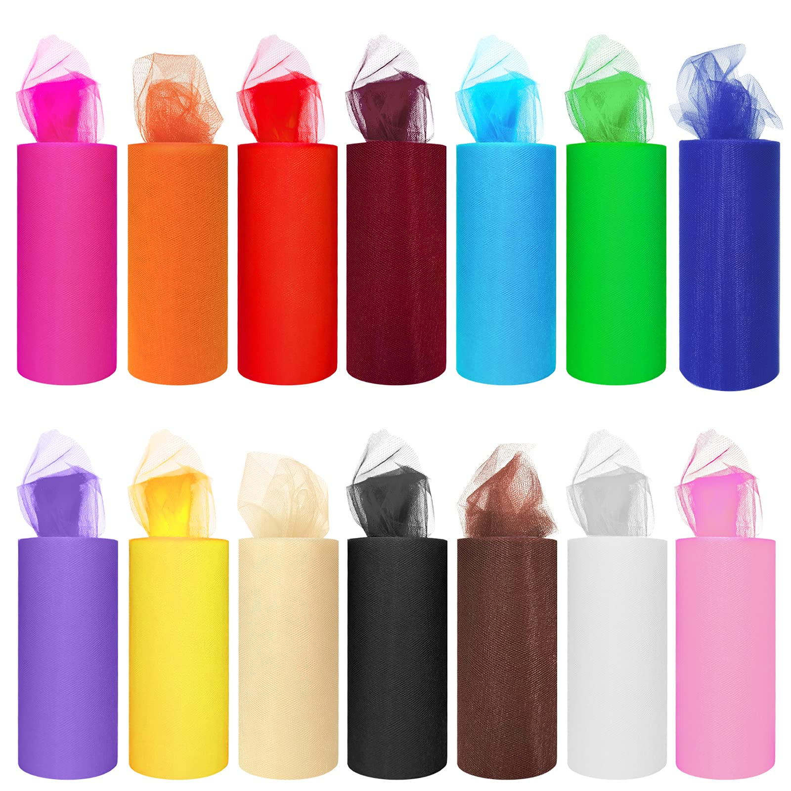 14 Colors Tulle Rolls 6” by 25 Yards (75 Feet) Rainbow Tulle Netting Fabric Spool for DIY Tutu ... | Amazon (US)