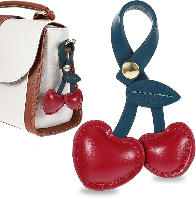 Cherry Bag Charm for Handbags, Kawaii Leather Cherry Model Pendant Pu Cherry Purse Charms for Bag... | Amazon (US)