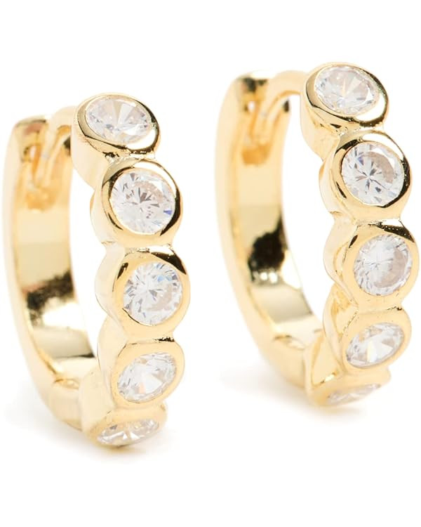 By Adina Eden Women's Bezel Huggie Earrings | Amazon (US)