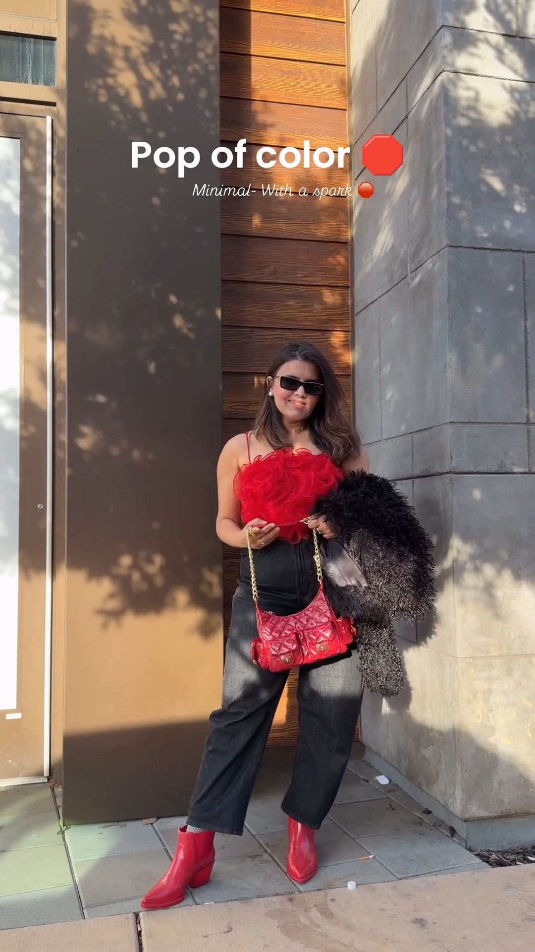 Minimal outfit with pop of color 🛑

#LTKOver40 #LTKgrwm #LTKootd