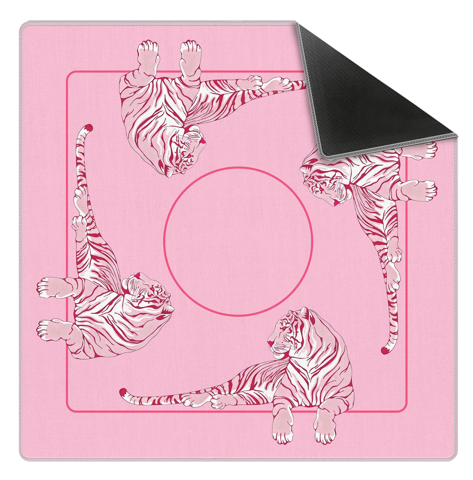 Pink Tiger Mahjong Mat 31.5 x 31.5 Inch, Preppy Pink Aesthetic Tiger Non-Slip Noise Reduction Mah... | Amazon (US)