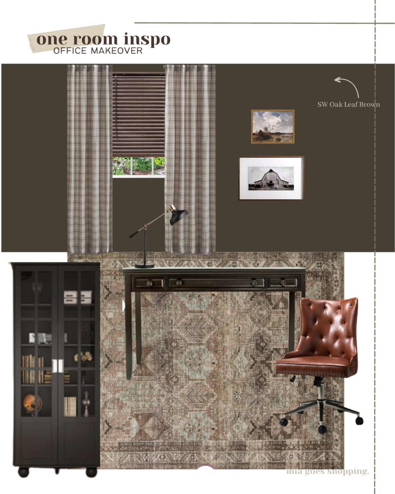 Office inspo. Traditional office inspo. Dark moody painted room. Plaid curtains. Home office 

#LTKsalealert #LTKhome #LTKstyletip