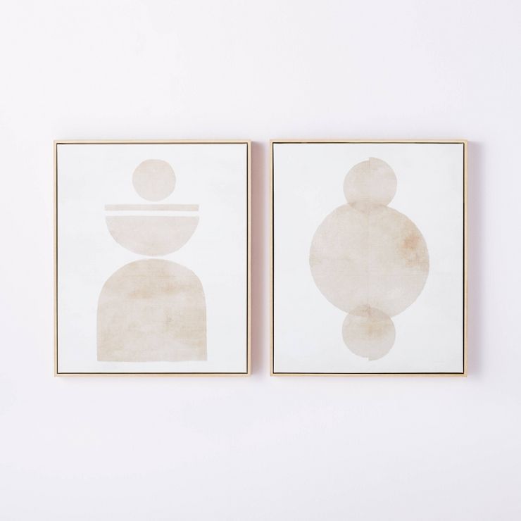 (Set of 2) 20&#34; x 24&#34; Abstract Shapes Framed Canvas Brown - Threshold&#8482; designed with... | Target