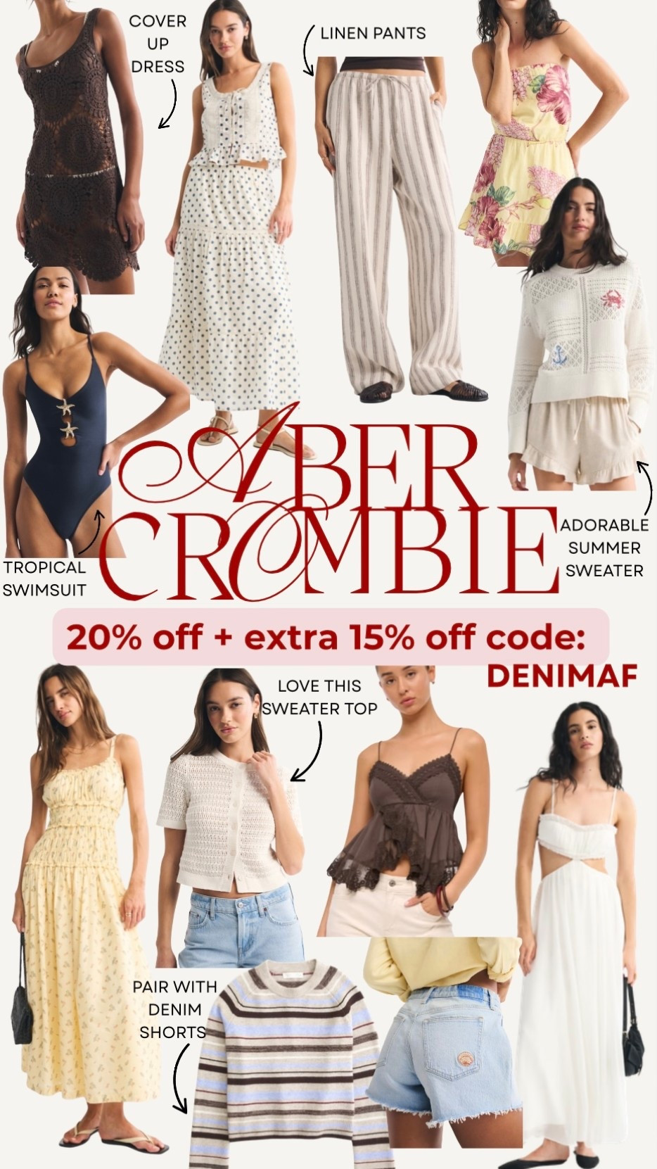 Abercrombie 20% off new arrivals + extra 15% off with code DENIMAF

#LTKSaleAlert #LTKootd #LTKSeasonal