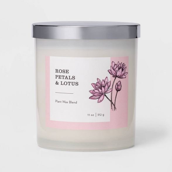 11oz Milky Glass Lidded Jar Candle Rose Petals & Lotus - Threshold™ | Target