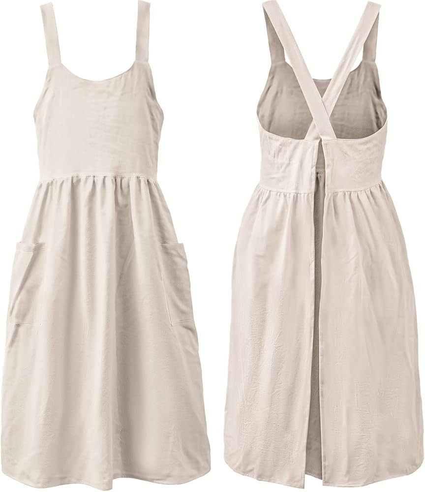 Uaussi Cotton Linen Apron Cross Back Work Apron for Women with Pockets Pinafore Dress X Cross Hal... | Amazon (US)