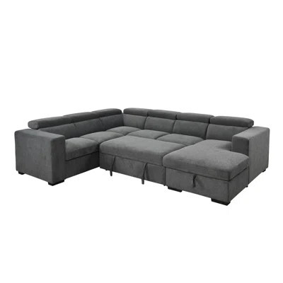 123" Oversized Sectional Sleeper Sofa U Shaped Sleeper Sofa Bed With Pull Out Couch Bed And Storage Chaise | Wayfair North America