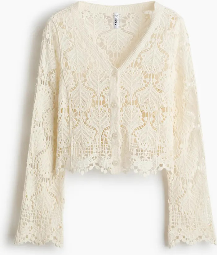 H&M Crochet-look Cotton Cardigan | Nordstrom | Nordstrom