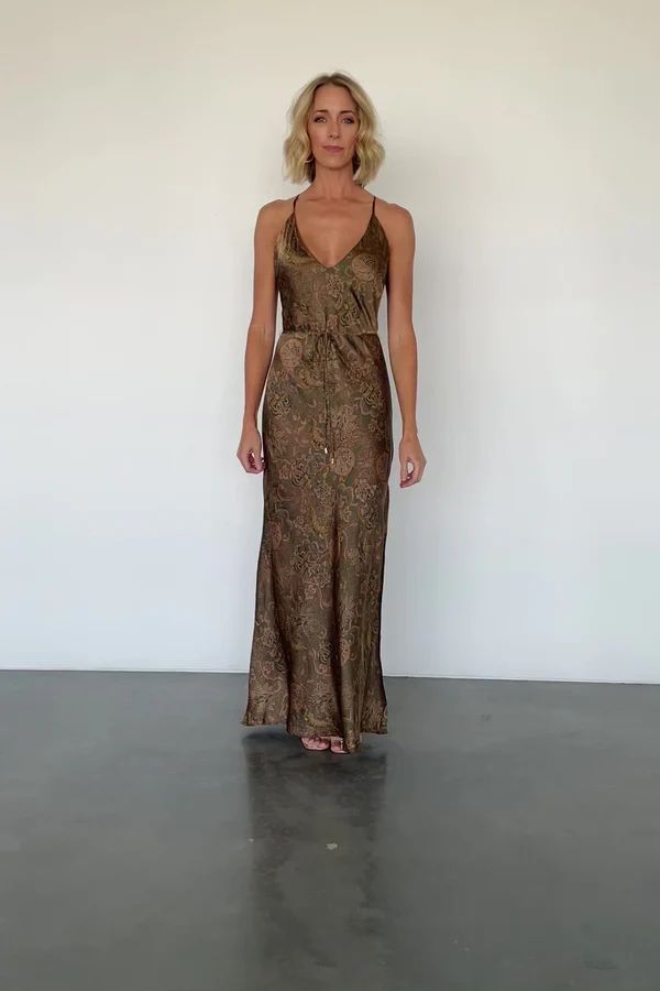 Reno Slip Maxi Dress | Brown + Olive | Baltic Born