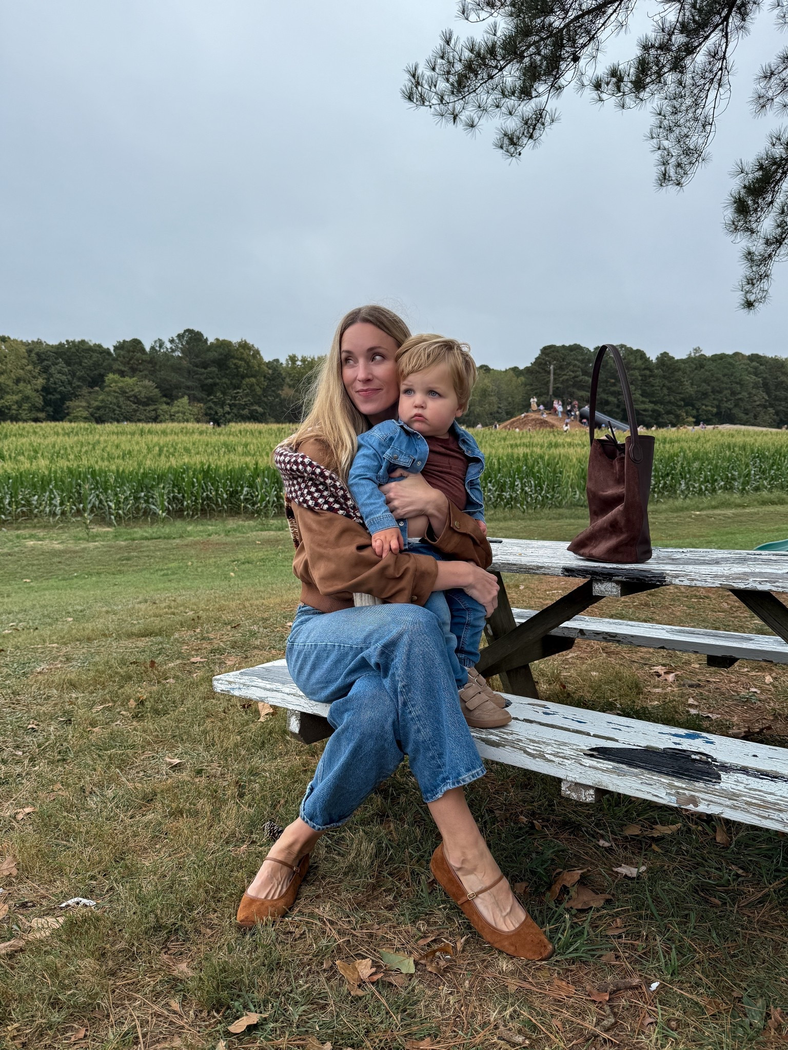 Size S jacket, tee TTS, jeans run large (take your smaller size if between), flats TTS. H&M Toddler runs large except for shoes! Fair Isle sweater old, similar linked—love the VB option!

#LTKSeasonal #LTKFamily #LTKKids