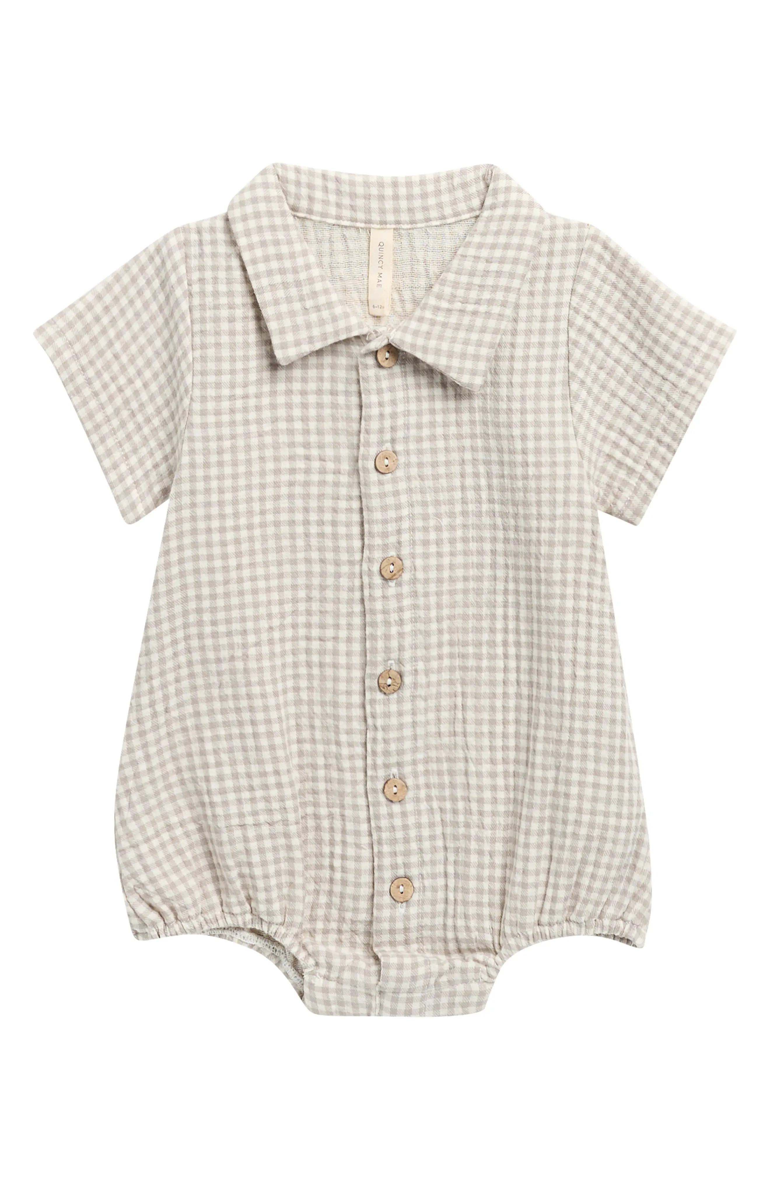 QUINCY MAE Matteo Gingham Cotton Romper | Nordstrom | Nordstrom
