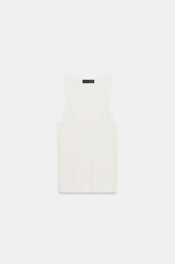 Zara - Fine Knit Sleeveless Top - Black - M - Woman | Zara US