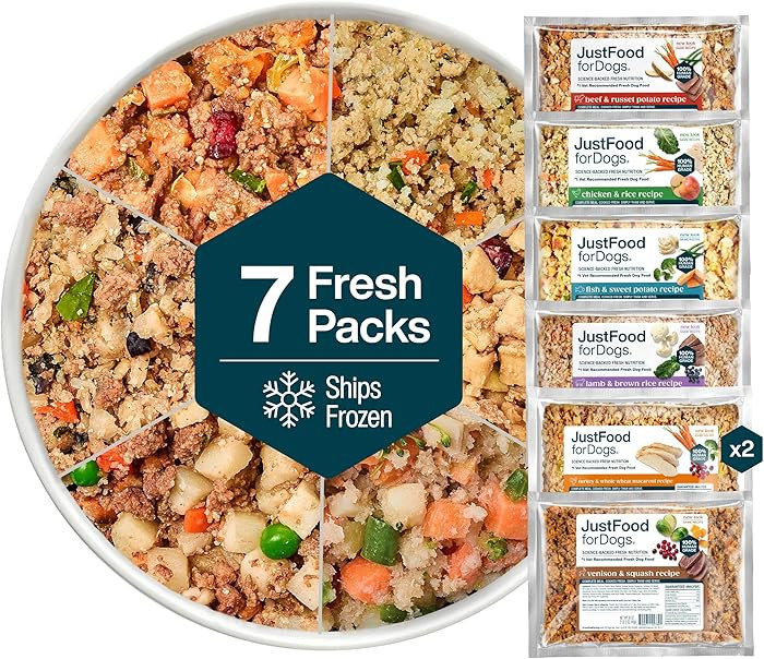 JustFoodForDogs Frozen Fresh Dog Food Sampler Human Grade Variety Box, Complete Meal or Topper, 1... | Amazon (US)