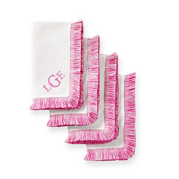 Color Fringe Napkins, Set of 4, Pink | Mark and Graham