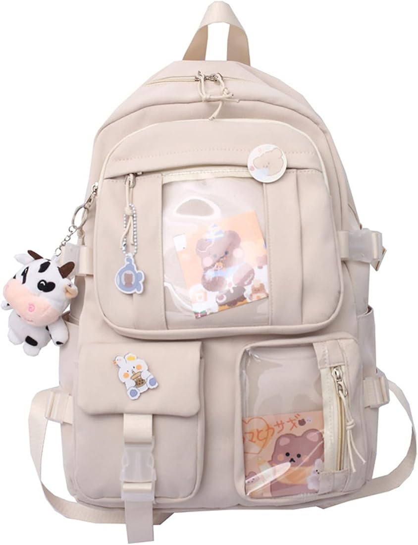 Eagerrich Kawaii Backpack with Cute Pin Accessories Plush Pendant Kawaii School Backpack Cute Aes... | Amazon (US)