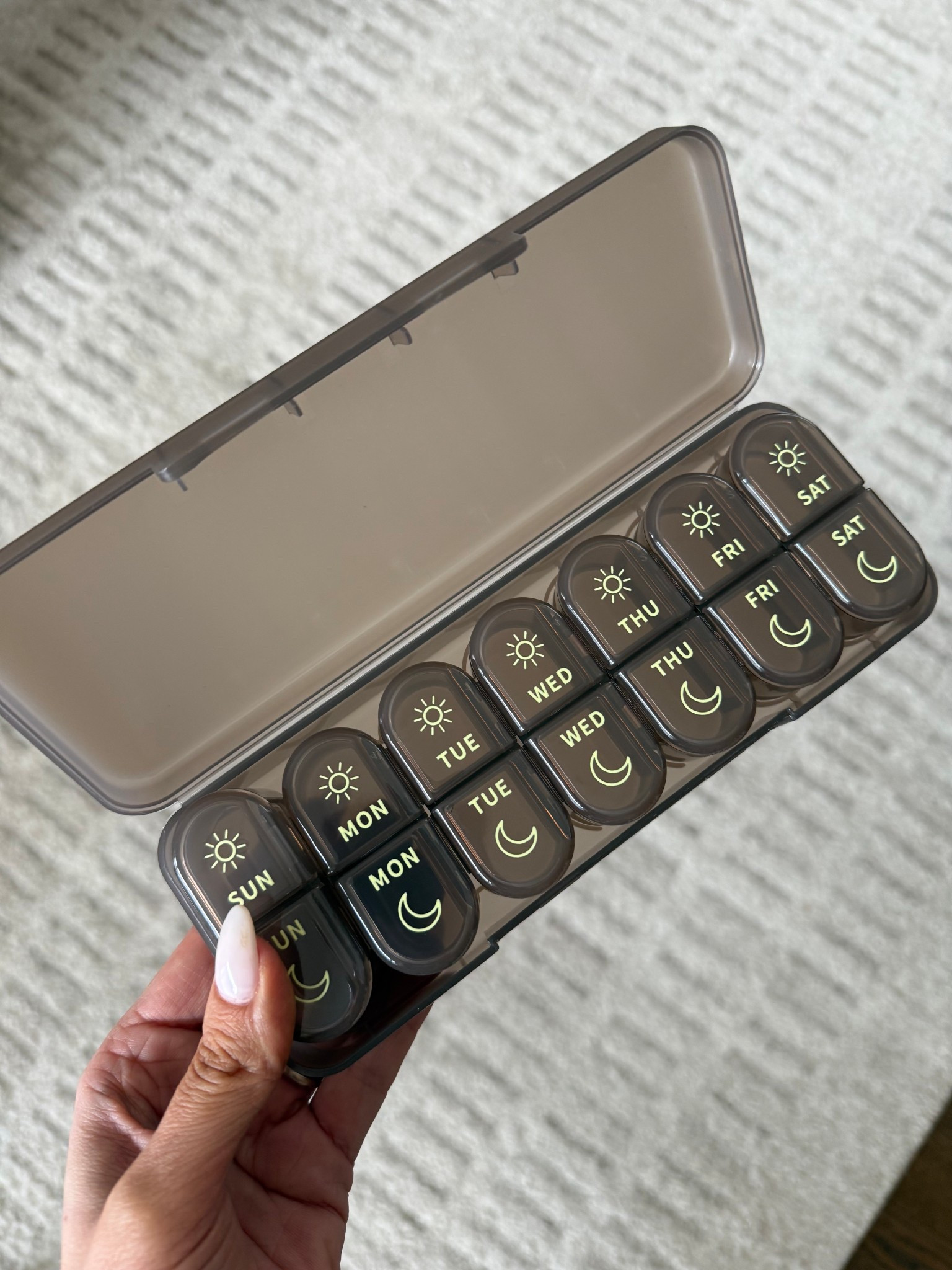 How cute is this travel pill box?! I love the neutral color and that there are compartments for both day and night. It comes in lots of other colors too and available on Amazon! ￼

#LTKTravel #LTKgrwm