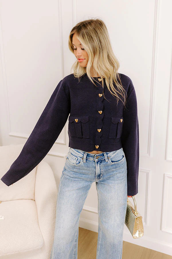 Easy To Style Knit Cardigan in Navy | Impressions Online Boutique