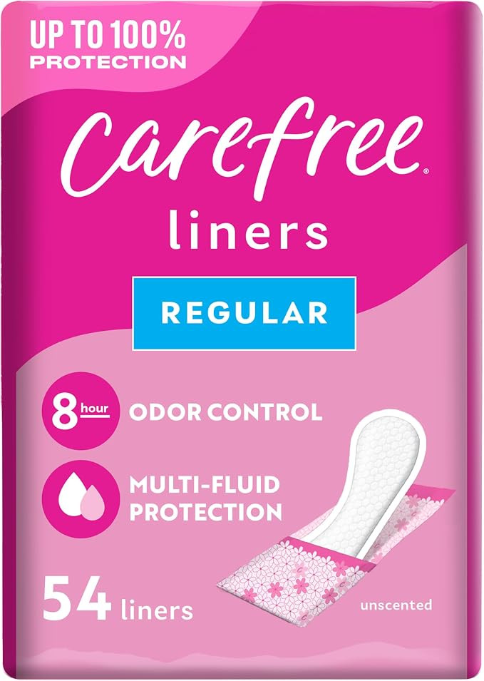 Carefree Panty Liners for Women, Regular, Wrapped, Unscented, 54 ct | Amazon (US)