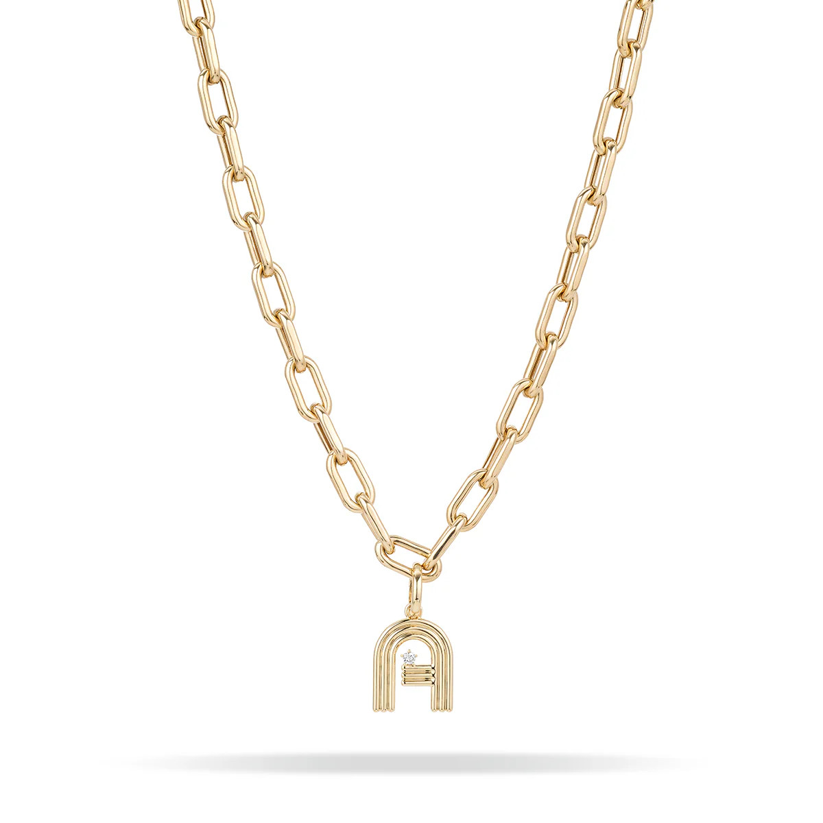 7mm Groovy Italian Chain Initial Necklace | Adina Reyter