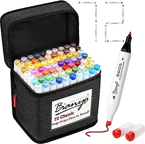 Bianyo Classic Series Alcohol-Based Dual Tip Art Markers (Set of 72, Black Travel Case with a Des... | Amazon (US)