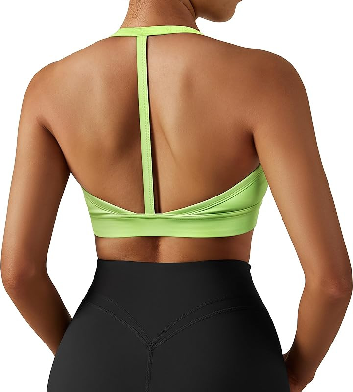 RXRXCOCO Backless Sports Bra for Women Spaghetti Strap Padded Workout Yoga Bra | Amazon (US)