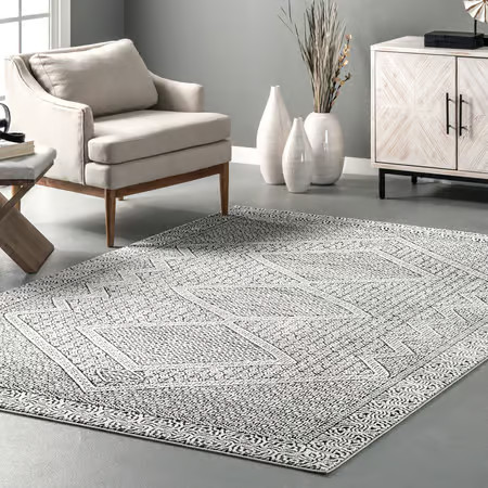 Light Gray Diamond Mosaic Area Rug | Rugs USA