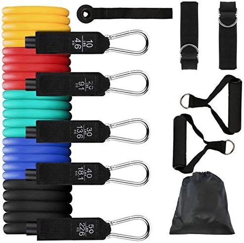 Resistance Exercise Fitness Tubes Stretch Workout Bands Set with Handles Door Anchor Legs Ankle S... | Amazon (US)