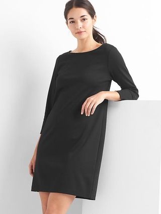 Gap Womens Ponte Boatneck Dress True Black Size L Tall | Gap US