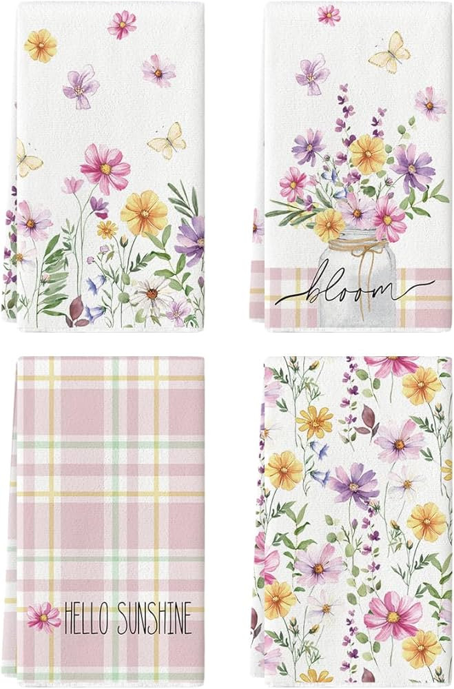 Artoid Mode Flower Vase Hello Sunshine Spring Kitchen Towels Dish Towels, 18x26 Inch Seasonal Dec... | Amazon (US)