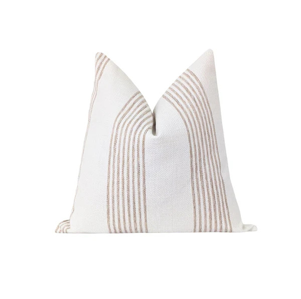 Norfolk Taupe Woven Stripe Pillow | Land of Pillows