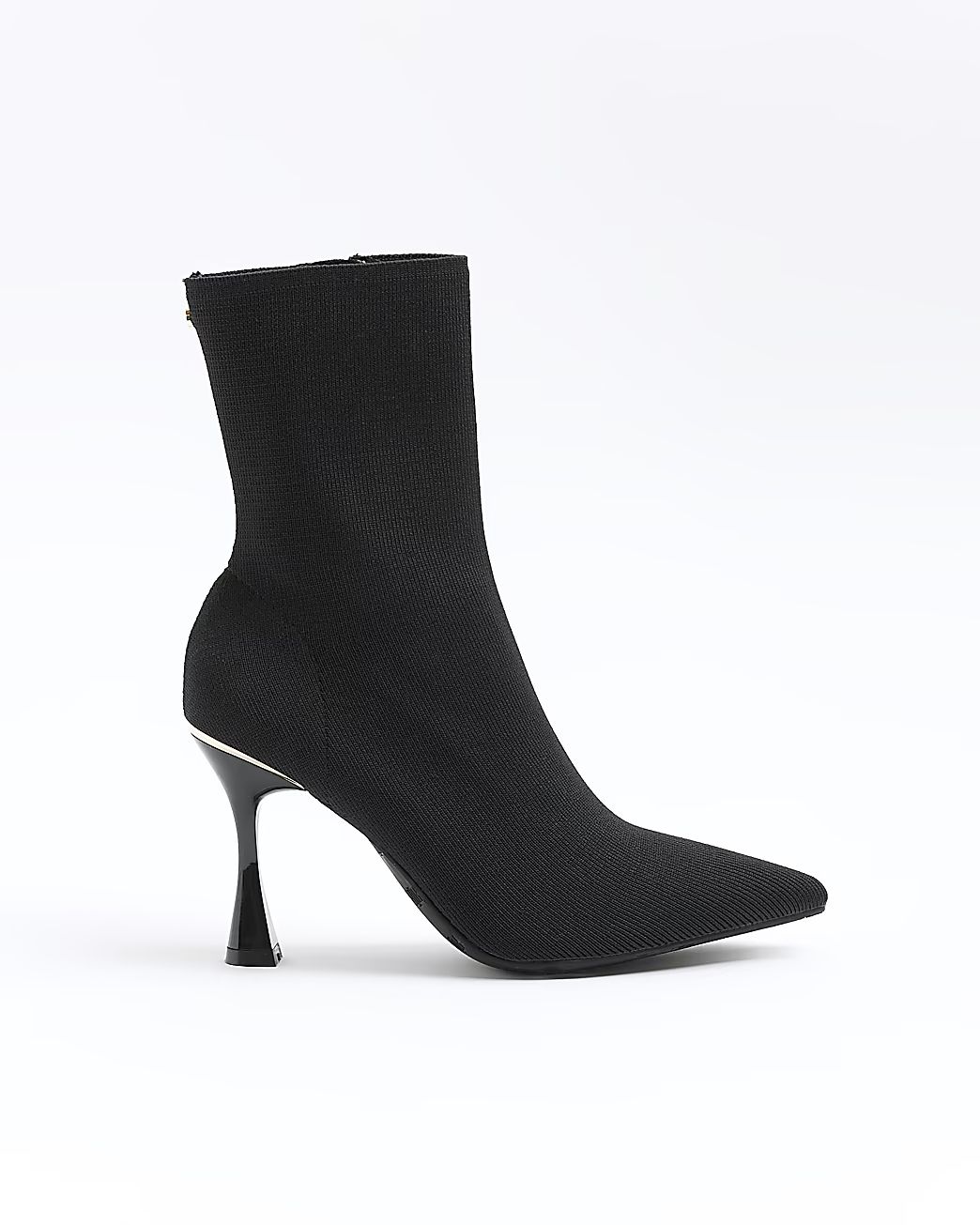 Black knitted heeled ankle boots | River Island (UK & IE)